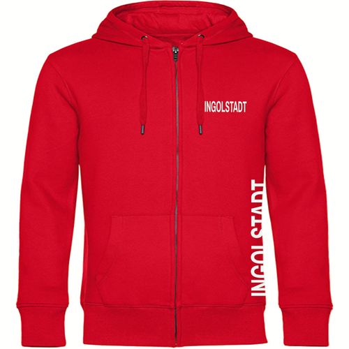 4068859567040 - multifanshop Kapuzen Sweatshirt Jacke - Ingolstadt - Brust & Seite - Druck weiß - Sweat