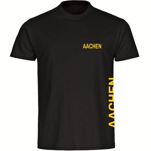 4068859547929 - multifanshop Herren T-Shirt - Aachen - Brust & Seite - Druck gelb - Männer