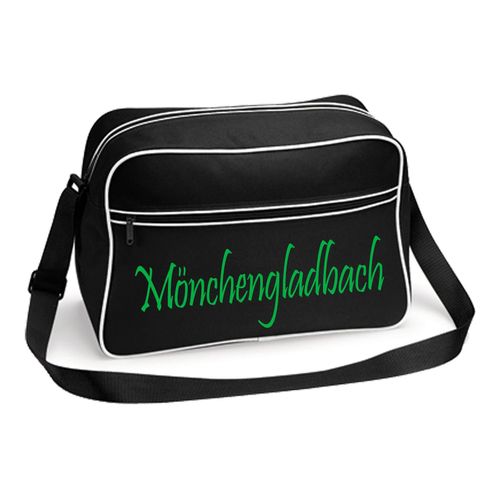 4068859515867 - multifanshop Retrotasche - Mönchengladbach - Schriftzug - Druck grün - Tasche