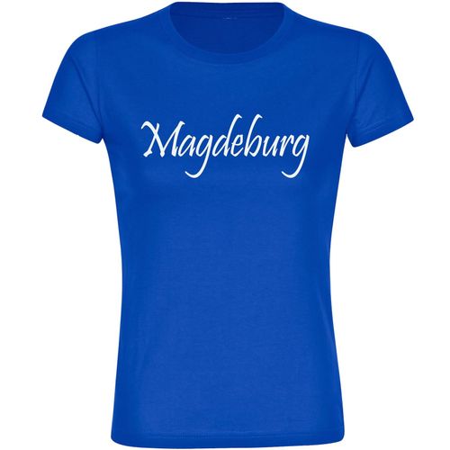 4068859545543 - multifanshop Damen T-Shirt - Magdeburg - Schriftzug - Druck weiß - Frauen