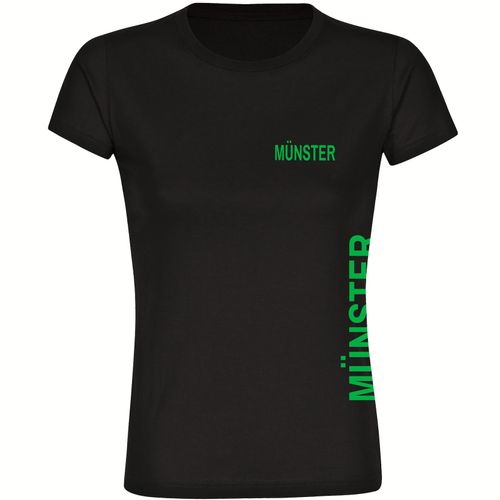 4068859572273 - multifanshop Damen T-Shirt - Münster - Brust & Seite - Druck grün - Frauen