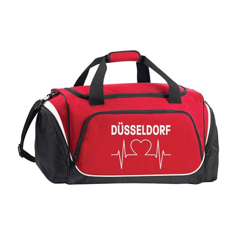 4068859105860 - multifanshop Sporttasche - Düsseldorf - Herzschlag - Druck weiß - Tasche