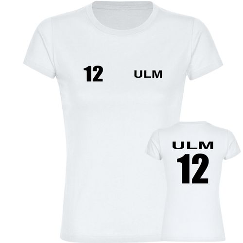4068859586638 - multifanshop Damen T-Shirt - Ulm - Trikot Nummer 12 - Druck schwarz - Frauen