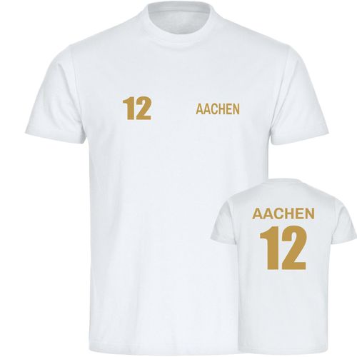 4068859549893 - multifanshop Herren T-Shirt - Aachen - Trikot Nummer 12 gold - Druck gold metallic - Männer
