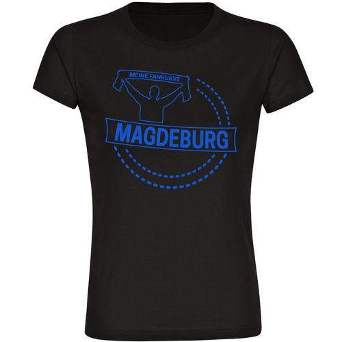 4068859544201 - multifanshop Damen T-Shirt - Magdeburg - Meine Fankurve - Druck blau - Frauen