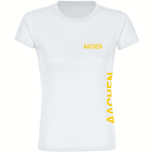 4068859548247 - multifanshop Damen T-Shirt - Aachen - Brust & Seite - Druck gelb - Frauen 4068859548247 - multifanshop Damen T-Shirt - Aachen - Brust & Seite - Druck gelb - Frauen