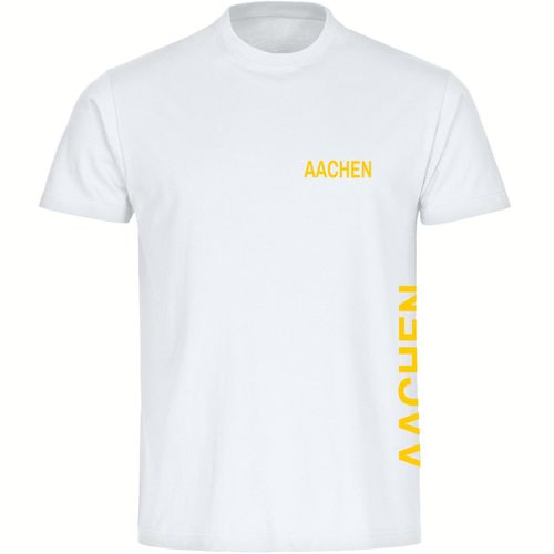 4068859548056 - multifanshop Herren T-Shirt - Aachen - Brust & Seite - Druck gelb - Männer