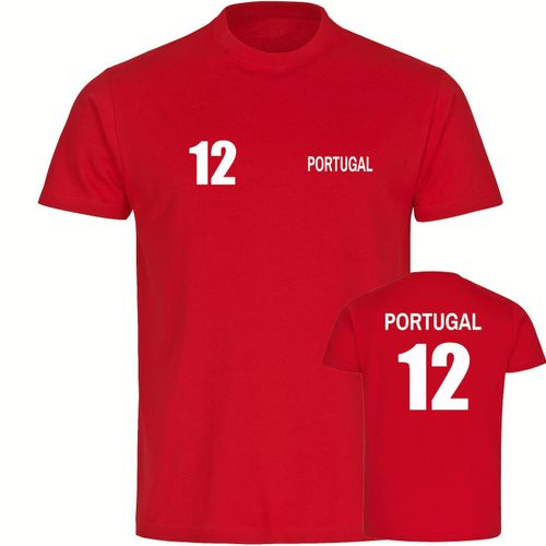 4068859221195 - multifanshop Kinder T-Shirt - Portugal - Trikot Nummer 12 - Druck weiß - Kind