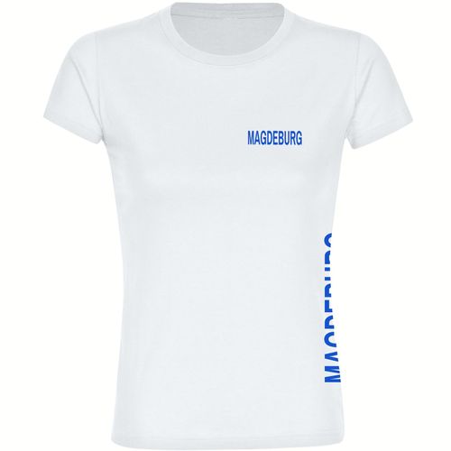 4068859540999 - multifanshop Damen T-Shirt - Magdeburg - Brust & Seite - Druck blau - Frauen 4068859540999 - multifanshop Damen T-Shirt - Magdeburg - Brust & Seite - Druck blau - Frauen