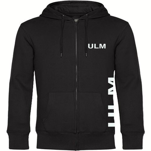 4068859585525 - multifanshop Kapuzen Sweatshirt Jacke - Ulm - Brust & Seite - Druck weiß - Sweat