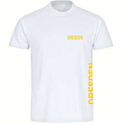 4068859557096 - multifanshop Herren T-Shirt - Dresden - Brust & Seite - Druck gelb - Männer