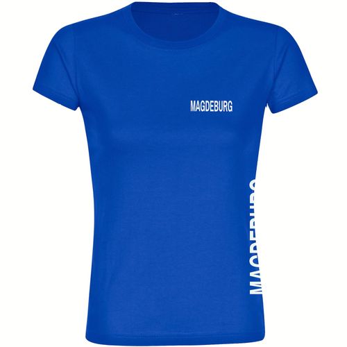 4068859541095 - multifanshop Damen T-Shirt - Magdeburg - Brust & Seite - Druck weiß - Frauen