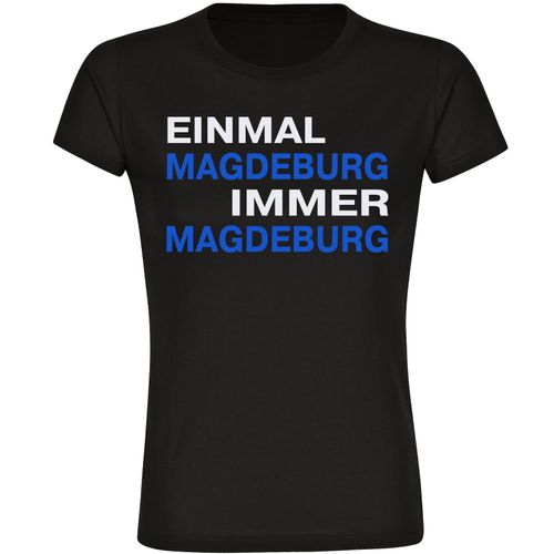 4068859544737 - multifanshop Damen T-Shirt - Magdeburg - Einmal Immer - Druck blau - Frauen 4068859544737 - multifanshop Damen T-Shirt - Magdeburg - Einmal Immer - Druck blau - Frauen