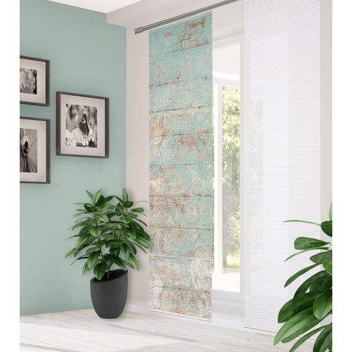 4056751437035 - Schiebegardine HOME IN GREEN MANDRIGA Gr 1 grün (mint) B60cm H245cm Polyester Gardinen DIGITALBEDRUCKT BAMBUSOPTIK RECYCELT