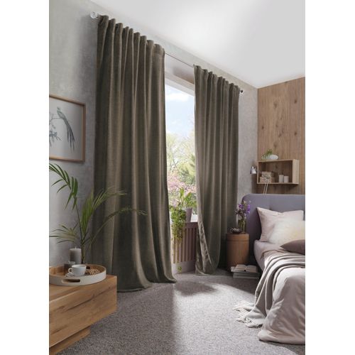 4056751389440 - Vorhang HOME BASICS WOLLY Gr 2 grau (stein) B135cm H160cm Polyester Gardinen Chenille
