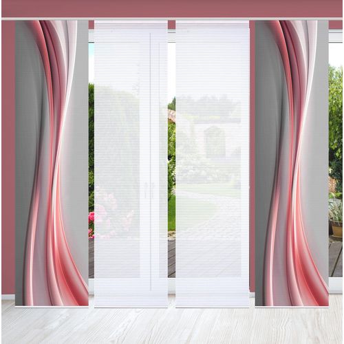 4056751444972 - Schiebegardine HOME IN GREEN ELANIA Gr 1 rot B60cm H245cm Polyester Gardinen SET DIGITALDRUCKBAMBUSOPTIK RECYCELT