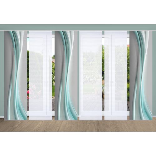 4056751445016 - Schiebegardine HOME IN GREEN ELANIA Gr 1 grün (mint) B60cm H245cm Polyester Gardinen SET DIGITALDRUCKBAMBUSOPTIK RECYCELT