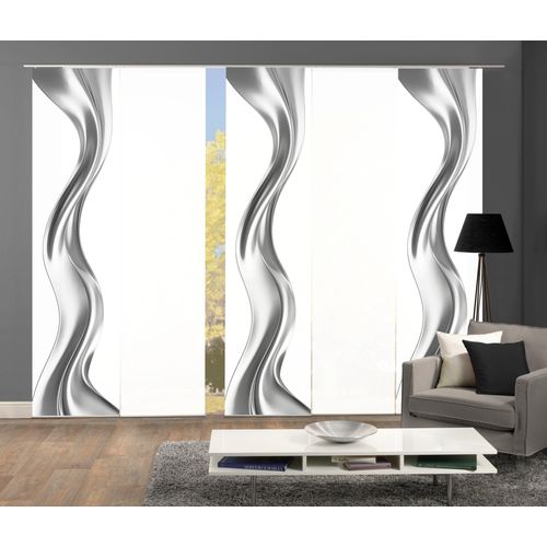 4056751516570 - Schiebegardine HOME WOHNIDEEN OAKLEY Gr 1 silber (silberfarben) B60cm H245cm Polyester Gardinen SCHIEBEVORHANGSETSEIDENOPTIKDIGIDRUCK