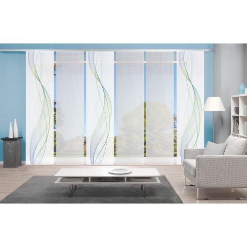 4056751298261 - Schiebegardine VISION S 6ER SET HEIGHTS Gr 1 blau (blau grün) B60cm H260cm Polyester Gardinen HxB 260x60 Schiebevorhang 6er Set Digitaldruck