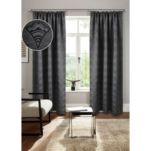 4068222400943 - Verdunkelungsvorhang BRUNO BANANI Alessio Gr 2 grau (anthrazit) B130cm H175cm Polyester Gardinen Elegantes Muster Jacquard verdunkelnder Vorhang blickdichtmodern Topseller