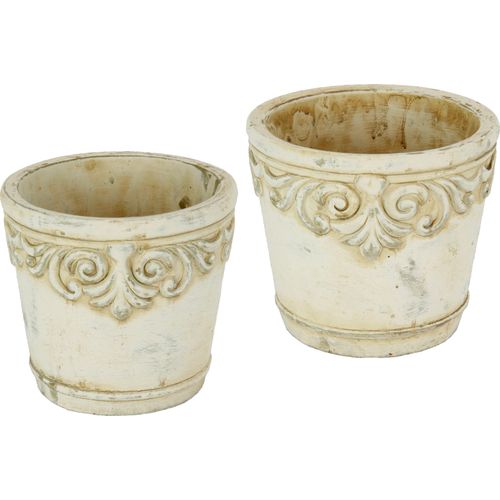 4019844713669 - Übertopf HOME AFFAIRE weiß B13cm H13cm T13cm Beton Pflanzgefäße Betonübertopf mit Ornamenten Vase