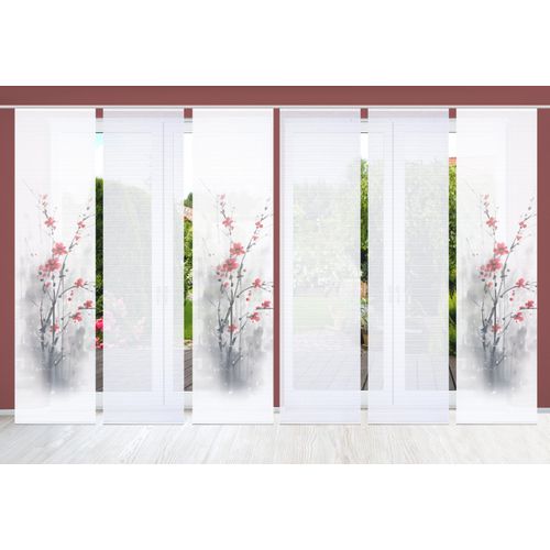 4056751515559 - Schiebegardine HOME IN GREEN BELMIRA Gr 1 rot B60cm H245cm Polyester Gardinen SET DIGITALDRUCKBAMBUSOPTIK RECYCELT