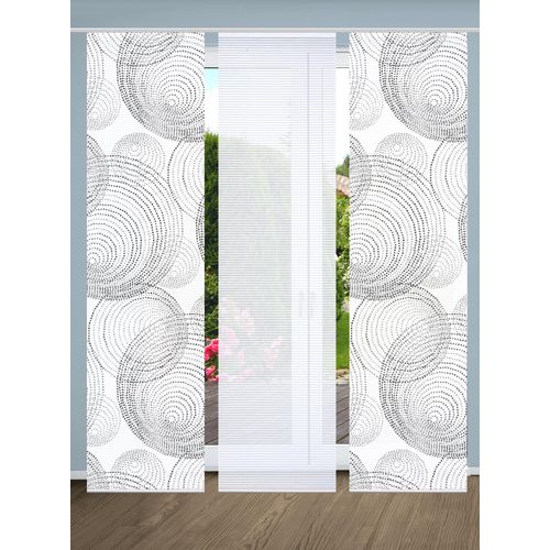 4056751443906 - Schiebegardine HOME IN GREEN SPIRO Gr 1 grau B60cm H245cm Polyester Gardinen SET DIGITALDRUCKBAMBUSOPTIK RECYCELT