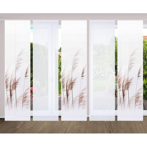 4056751438100 - Schiebegardine HOME IN GREEN PAMILO Gr 1 beige (naturfarben) B60cm H245cm Polyester Gardinen SET DIGITALDRUCKBAMBUSOPTIK RECYCELT