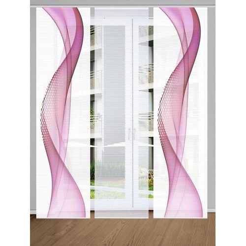 4056751444514 - Schiebegardine HOME IN GREEN NEVOLA Gr 1 lila (beere) B60cm H245cm Polyester Gardinen SET DIGITALDRUCKBAMBUSOPTIK RECYCELT