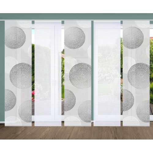 4056751527187 - Schiebegardine HOME IN GREEN GINNO Gr 1 grau B60cm H245cm Polyester Gardinen SET DIGITALDRUCKBAMBUSOPTIK RECYCELT