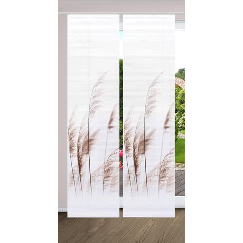 4056751438049 - Schiebegardine HOME IN GREEN PAMILO Gr 1 beige (naturfarben) B60cm H245cm Polyester Gardinen SET DIGITALDRUCKBAMBUSOPTIK RECYCELT