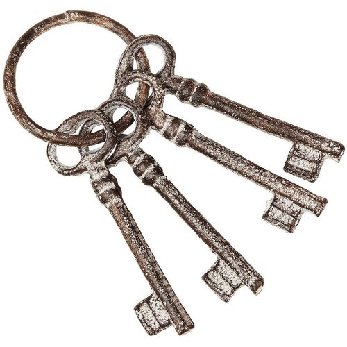 4050223855204 - Wanddekoobjekt 4er Schluesselbund aus Gusseisen Wanddekoobjekte Gr B H T 6 cm x 15 cm x 3 cm weiß (antikweiß) Wanddekoration Wanddekoobjekte