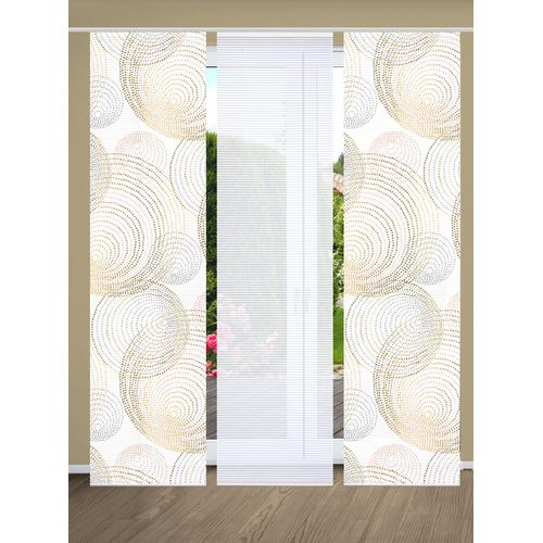 4056751437967 - Schiebegardine HOME IN GREEN SPIRO Gr 1 gold (goldfarben) B60cm H245cm Polyester Gardinen SET DIGITALDRUCKBAMBUSOPTIK RECYCELT