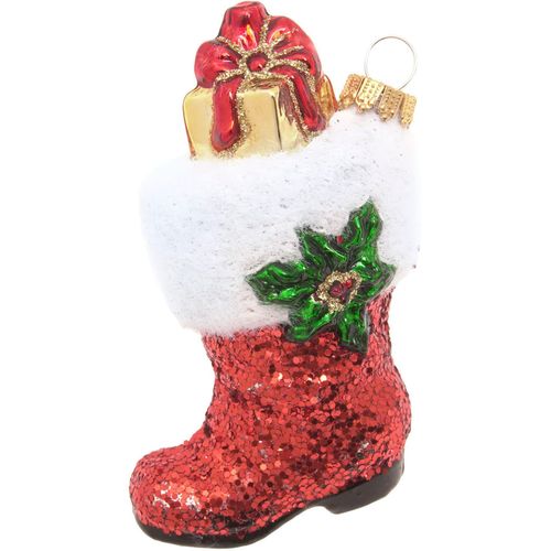 0024762243390 - Christbaumschmuck KREBS GLAS LAUSCHA Santas Stiefel Rot 9cm rot B95cm H87cm T162cm Glas Weihnachtsbaumschmuck Christbaumschmuck aus Glas mundgeblasen handgefertigt Figur