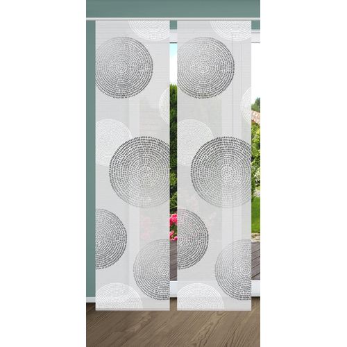 4056751527156 - Schiebegardine HOME IN GREEN GINNO Gr 1 grau B60cm H245cm Polyester Gardinen SET DIGITALDRUCKBAMBUSOPTIK RECYCELT