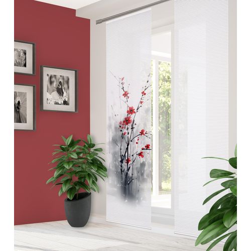 4056751514125 - Schiebegardine HOME IN GREEN BELMIRA Gr 1 rot B60cm H245cm Polyester Gardinen DIGITALBEDRUCKT BAMBUSOPTIK RECYCELT