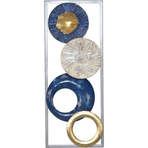 4046884067971 - Wanddekoobjekt Wanddekoration blau B20cm H50cm T3cm Metall HOFMANN LIVING AND MORE Wanddekoobjekte Metalldeko Kreise in blau silber
