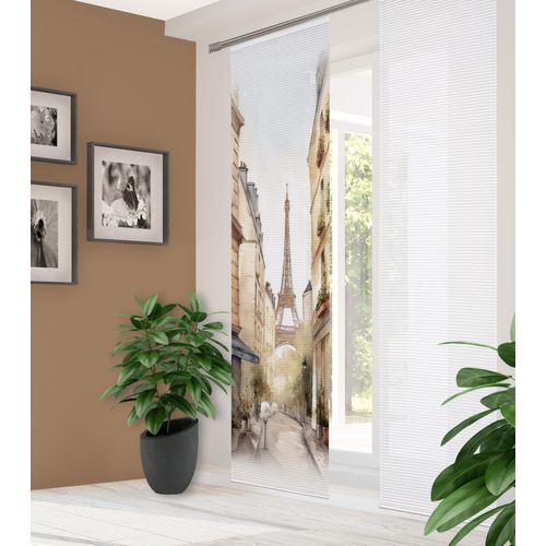 4056751538664 - Schiebegardine HOME IN GREEN FRANCQ Gr 1 beige (natur) B60cm H245cm Polyester Gardinen Bambusoptik recycelt Digitaldruck