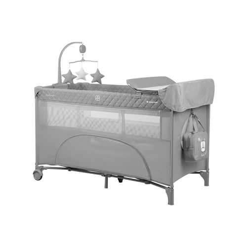 3800171215763 - Kikka boo Reisebett Nighty Night 2 Ebenen Spielbogen 2 Räder Wickelauflage hellgrau