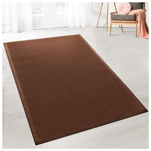 4251041682441 - Floordirekt - Sisal-Teppich Amazonas Dunkelbraun Mit Bordüre 70 x 130 cm - Dunkelbraun