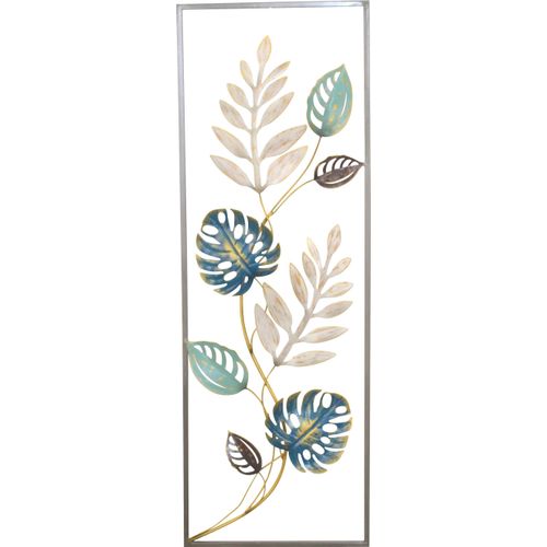 4046884059426 - Wanddekoobjekt bunt B31cm H90cm T3cm Ø3cm Metall HOFMANN LIVING AND MORE Wanddekoobjekte unterschiedlich große Blätter mit Metallrahmen