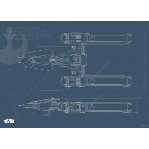 4055065165160 - Bild KOMAR Star Wars EP9 Blueprint Y-Wing schwarz-weiß (farbe bild(er) schwarz weiß) B70cm H50cm Holz Papier Bilder Wandbild zur Dekoration im Kinderzimmer - ohne Rahmen