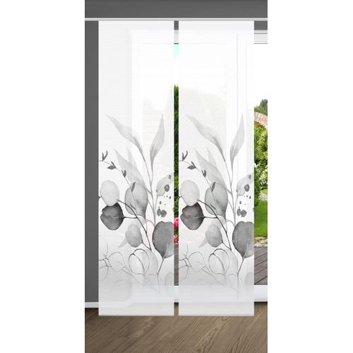 4056751462976 - Schiebegardine HOME IN GREEN ABANIO Gr 1 grau B60cm H245cm Polyester Gardinen SET DIGITALDRUCKBAMBUSOPTIK RECYCELT