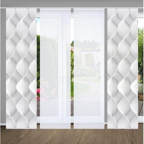 4056751437882 - Schiebegardine HOME IN GREEN LAMIRA Gr 1 grau B60cm H245cm Polyester Gardinen SET DIGITALDRUCKBAMBUSOPTIK RECYCELT