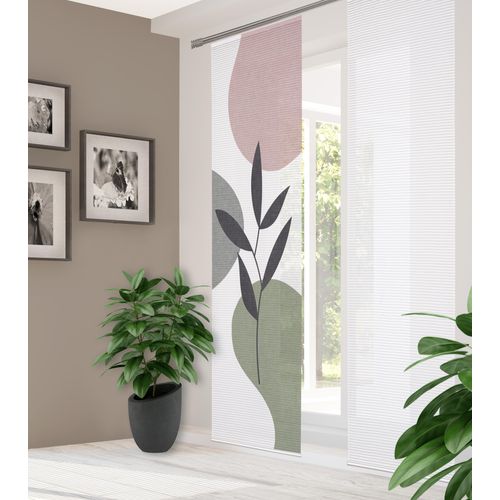 4056751436977 - Schiebegardine HOME IN GREEN FRONDA Gr 1 bunt (grün rosa steinfarben) B60cm H245cm Polyester Gardinen DIGITALBEDRUCKT BAMBUSOPTIK RECYCELT 4056751436977 - Schiebegardine HOME IN GREEN FRONDA Gr 1 bunt (grün rosa steinfarben) B60cm H245cm Polyester Gardinen DIGITALBEDRUCKT BAMBUSOPTIK RECYCELT