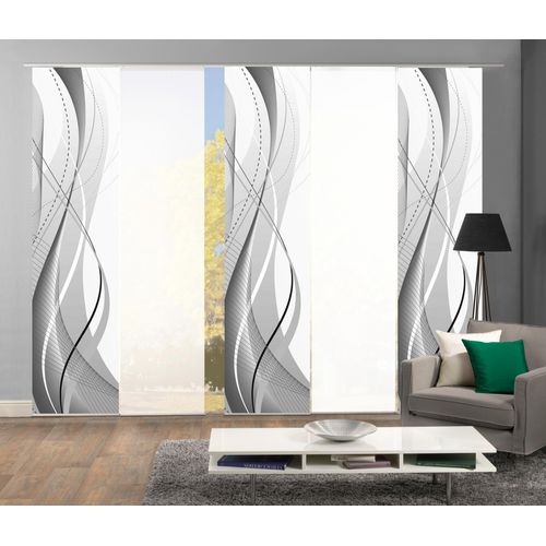 4056751138710 - Schiebegardine HOME WOHNIDEEN WUXi Gardinen grau Fertiggardine Flächenvorhang Gardine Plissee Sonnenschutz-Plissee Übergardine Vorhang nach Räumen HxB 245x60 inkl Befestigungszubehör