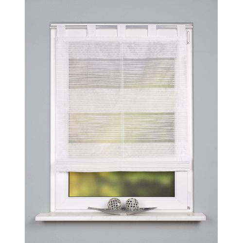 4056751374309 - Raffrollo HOME WOHNIDEEN GABI Gr 4 weiß B120cm H130cm Voile Obermaterial 100% Polyester Raffrollos Effektvoile Topseller