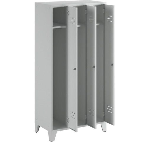 4250618226552 - Stahlspind mit Stollenfüßen Abteile schrankhoch Vollwandtüren Abteilbreite 300 mm 3 Abteile lichtgrau 4250618226552 - Stahlspind mit Stollenfüßen Abteile schrankhoch Vollwandtüren Abteilbreite 300 mm 3 Abteile lichtgrau