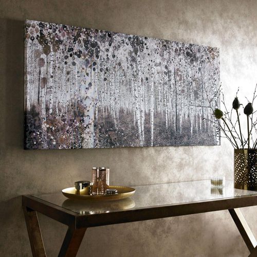 5011583204278 - Leinwandbild ART FOR THE HOME Birkenwald beige (farbe bild(er) beige braun) B120cm H30cm Leinwand Bilder Geschenkartikel Aquarell Wald 60 x 120 cm