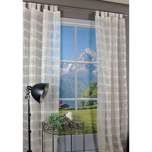 4056837096927 - Gardine HOSSNER - ART OF HOME DECO Hallwylersee Gardinen Gr 245 cm Schlaufen 130 cm weiß Schlaufen Schlaufenschal im besonderen Design